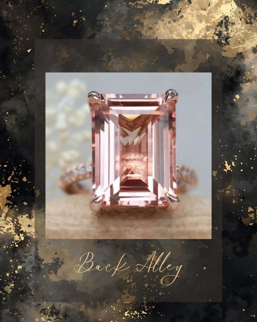 Princess Cut Simulated Pink Topaz with Cubic Zirconia