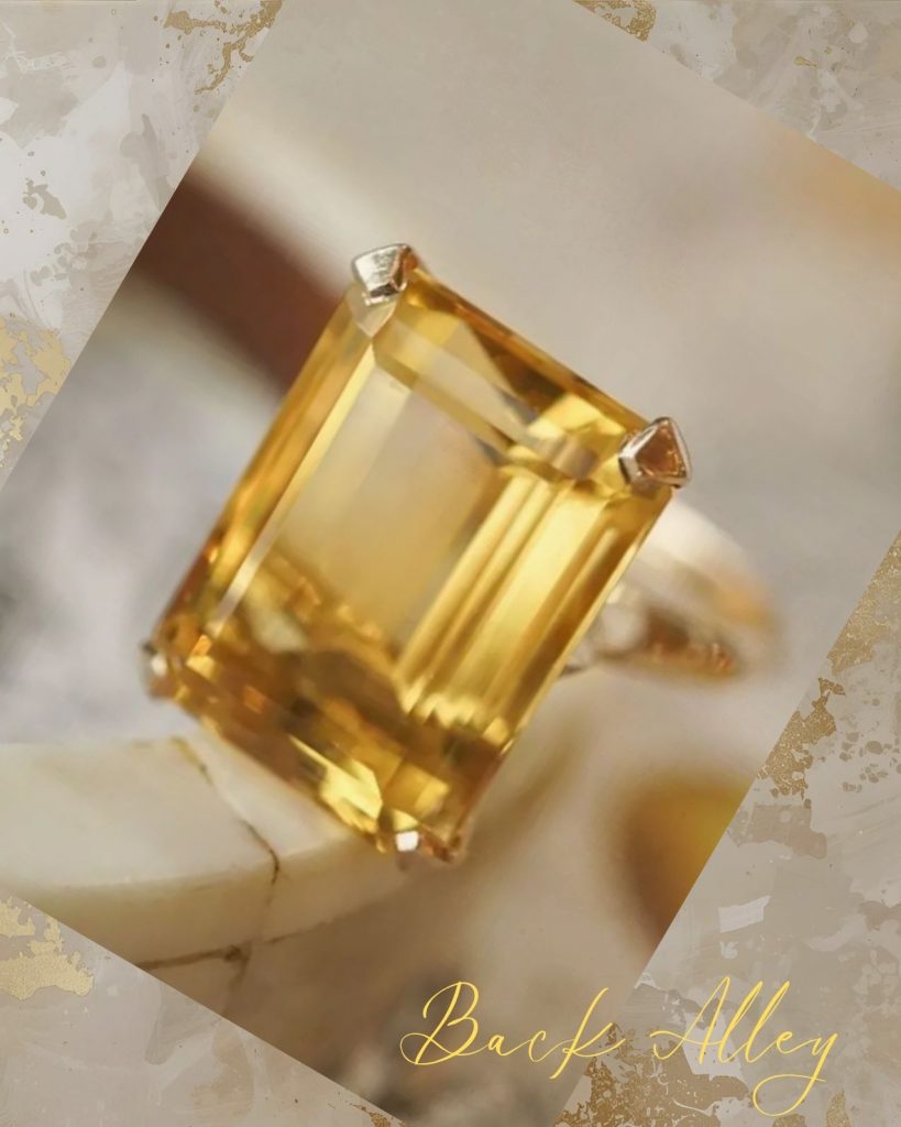 Golden Topaz Emerald Cut Ring