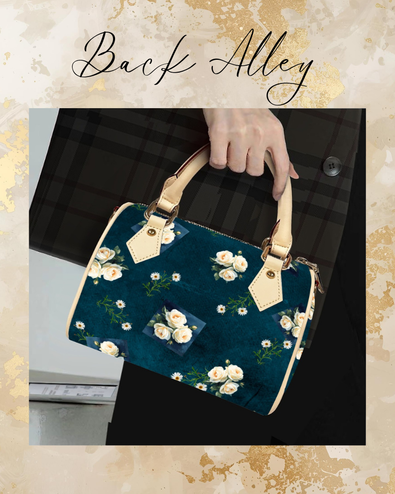 Floribunda and Indigo Barrell Handbag
