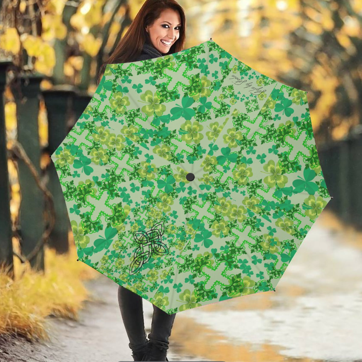 clover and Celtic Crosses umbrella