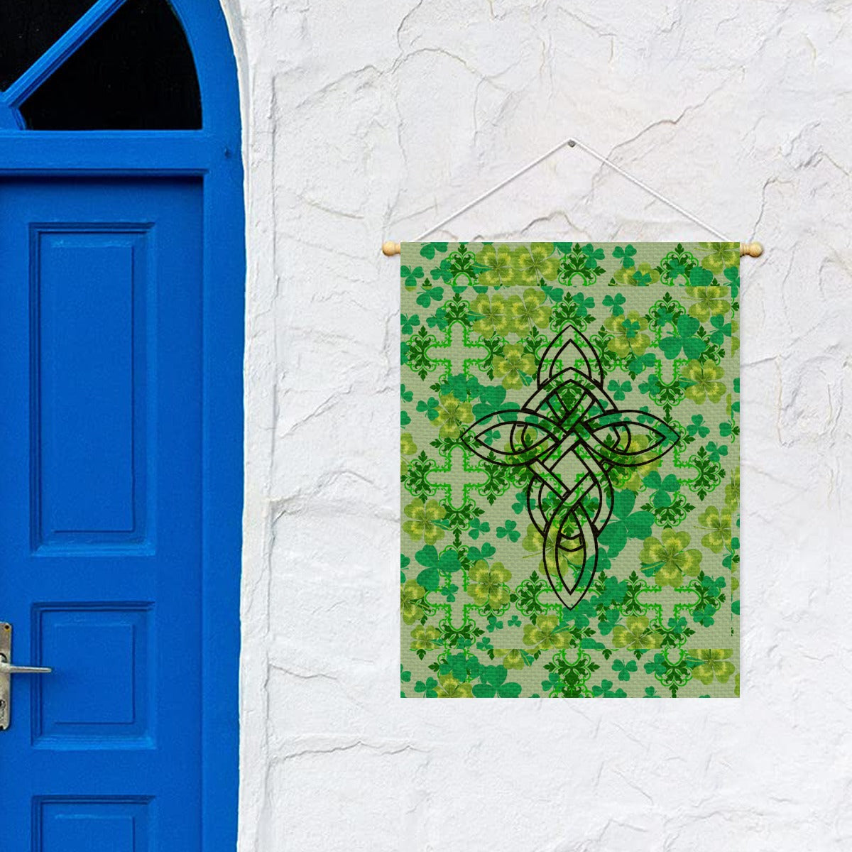 Clover and Celtic Crosses Garden Flag