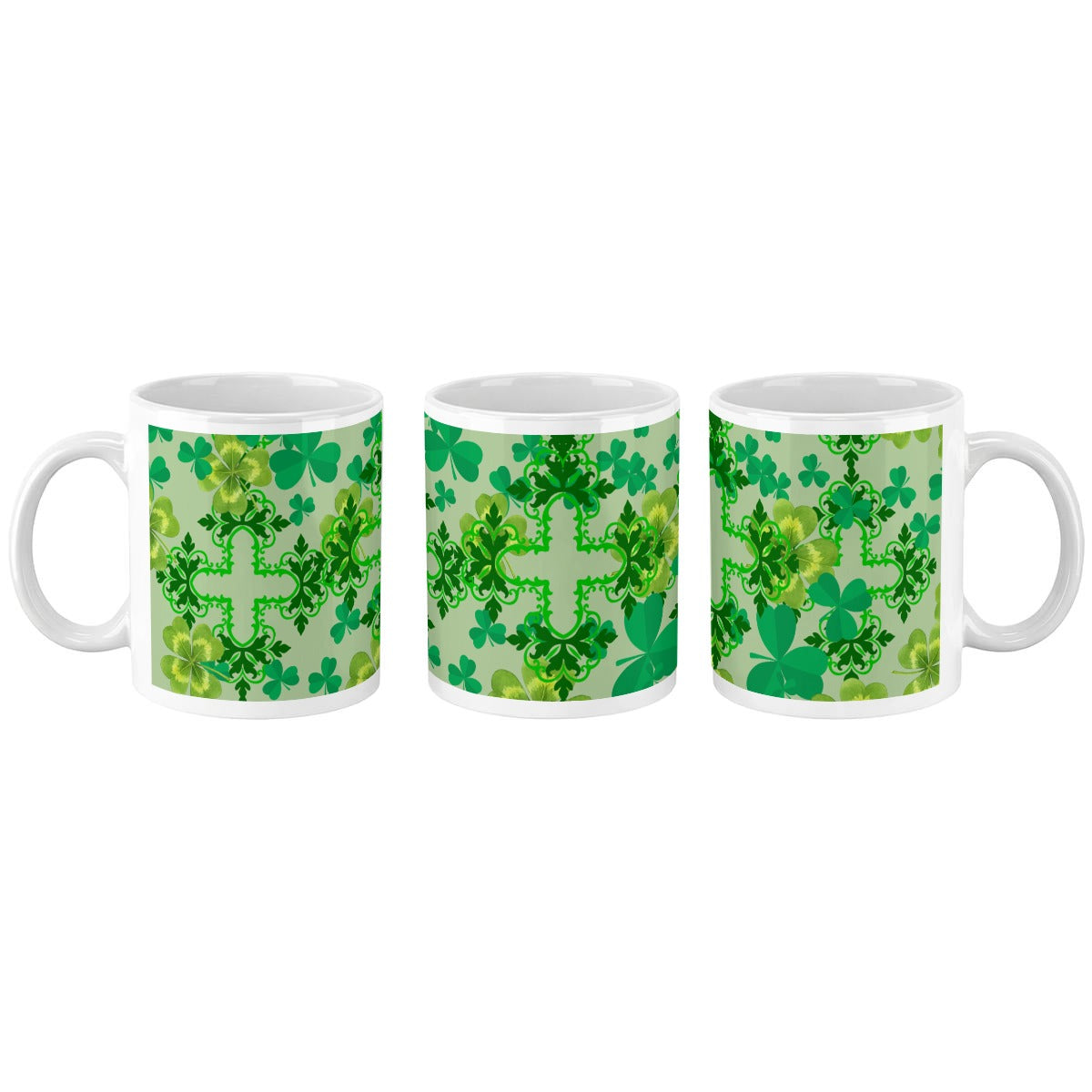 Clover and Celtic Cross Mug | Clover Coffee Cup Back Alley Exclusive