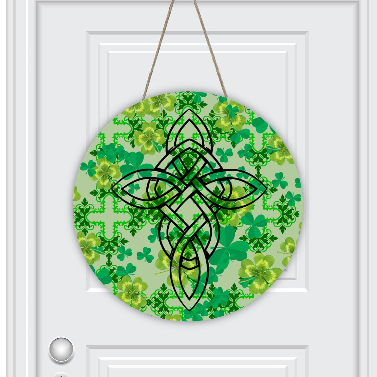 Clover and Celtic Crosses Round Door Hanger - Exclusive to Back Alley