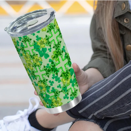 Clover and Celtic Crosses- One- 20 oz Tumbler - Exclusive to Back Alley